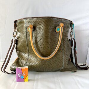Gabs Made in Italy Olive Convertible Satchel Tote Bag, Genuine Leather, 2010s